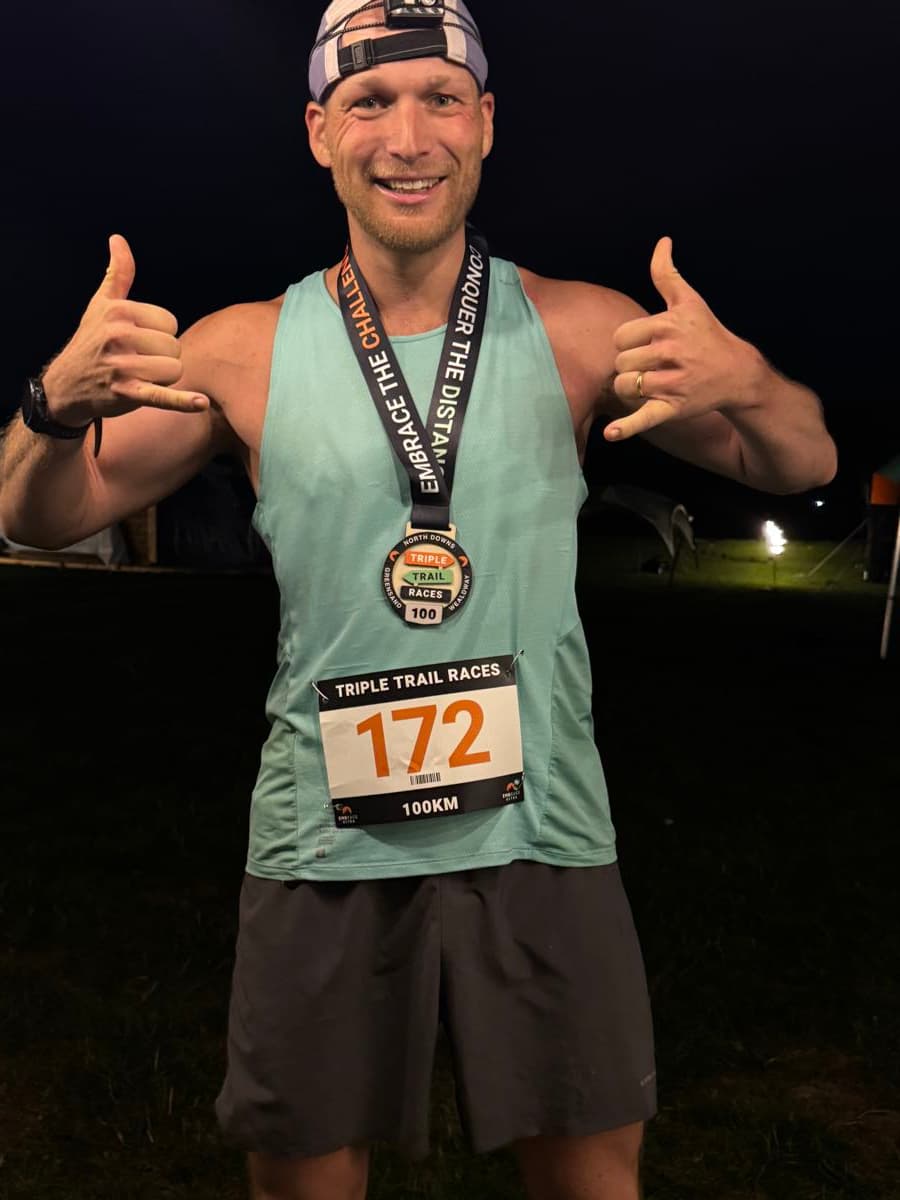 Finishing the 100 km Embrace Triple Trail Ultra at night